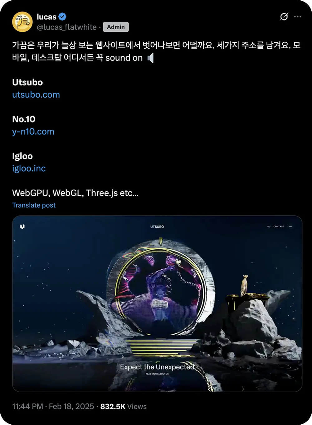 X post: Ever feel like escaping the same old web? Here are three sites—mobile or desktop, don’t miss them. 832,000 views