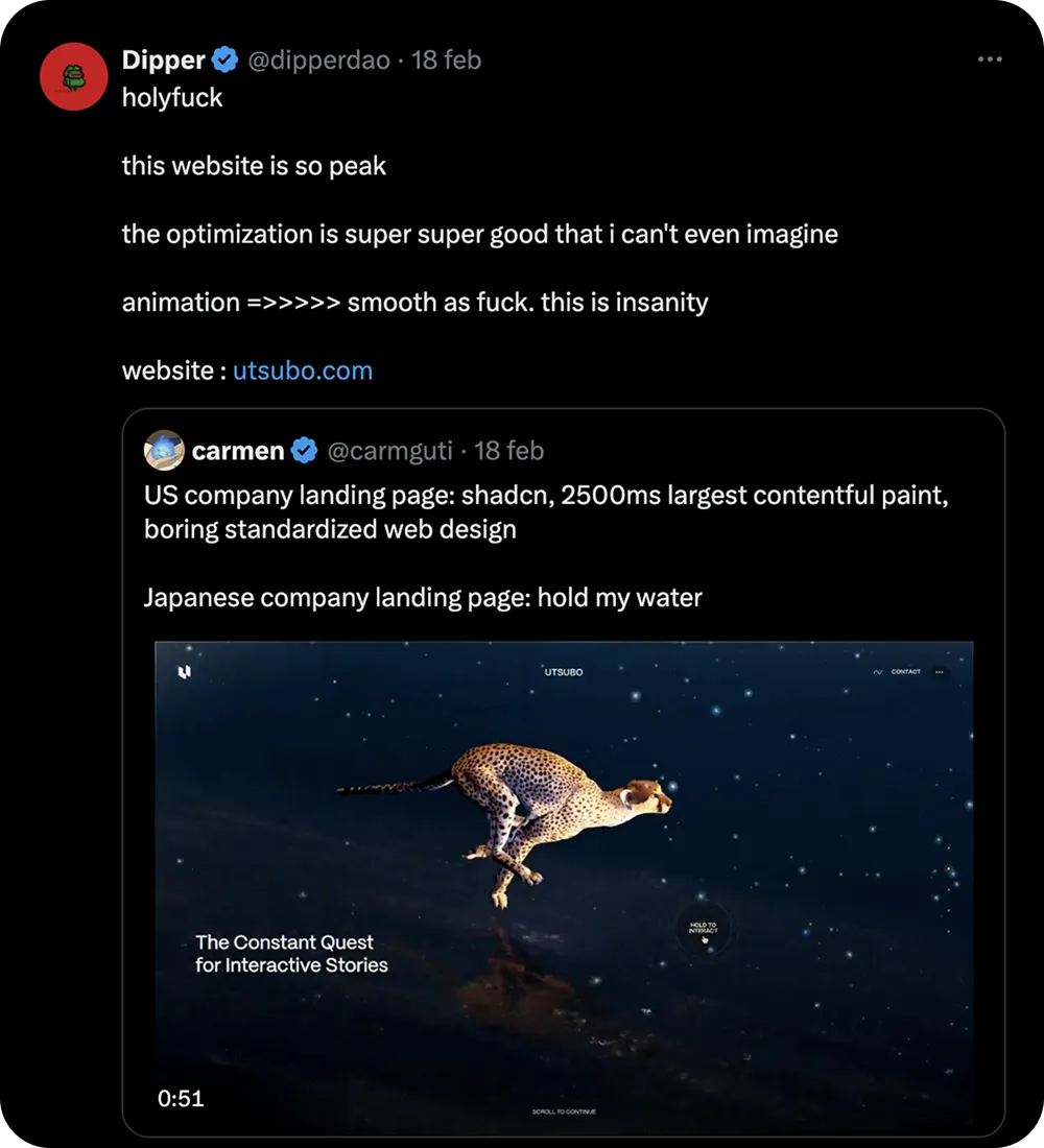 X post: This website is peak. 