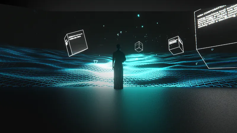 Interactive installation for SMRJ visualizing 1,800 messages from companies nationwide through dynamic animations projected across three screens.