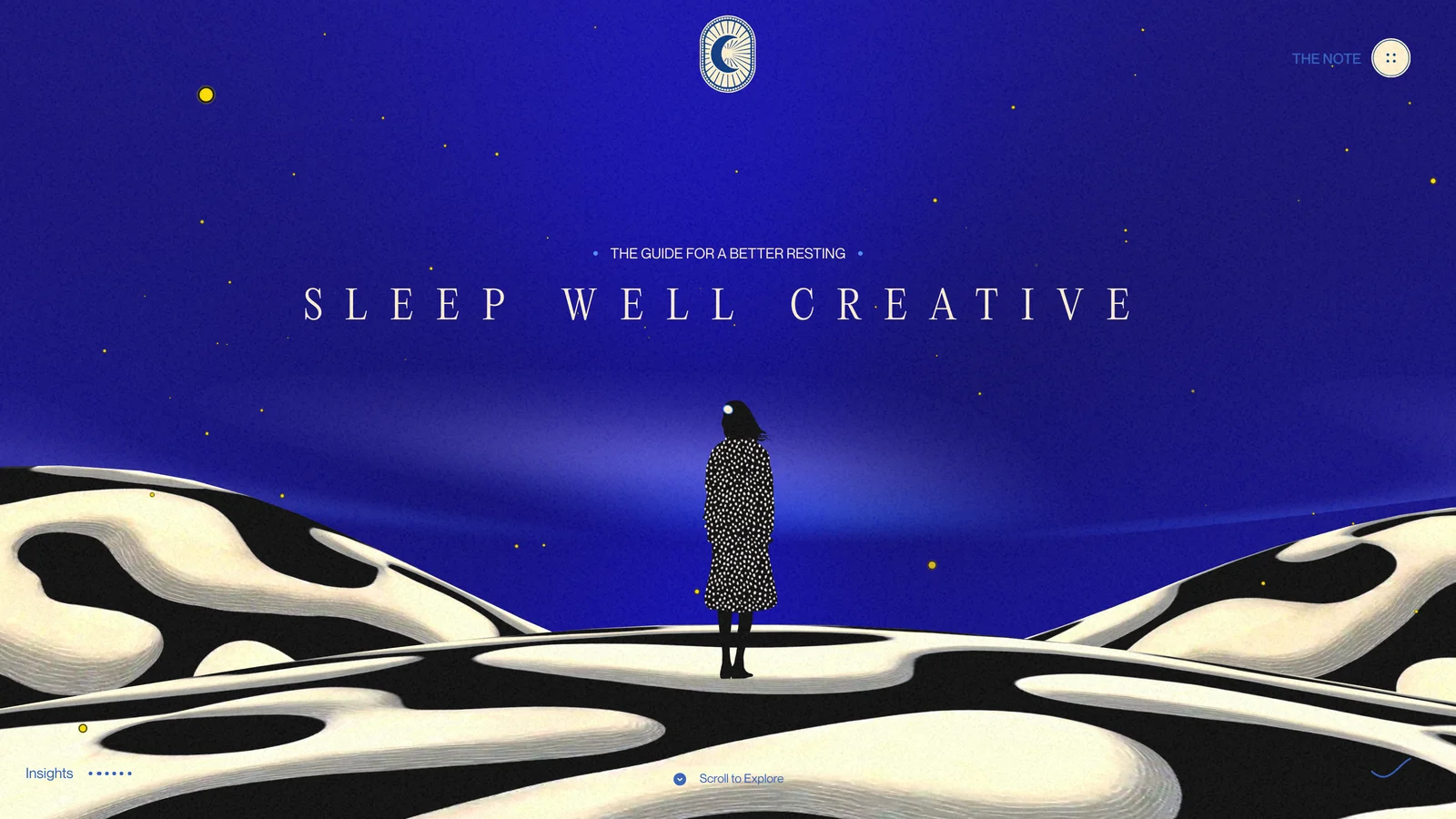 Sleep Well Creative, scroll-driven illustrated 3D narrative about better sleep in Three.js